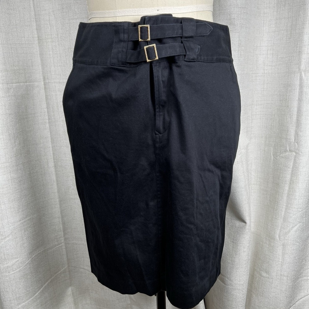 Lauren Ralph‎ Lauren Women's Size 12 Pencil Skirt Double Buckle Black  Slit